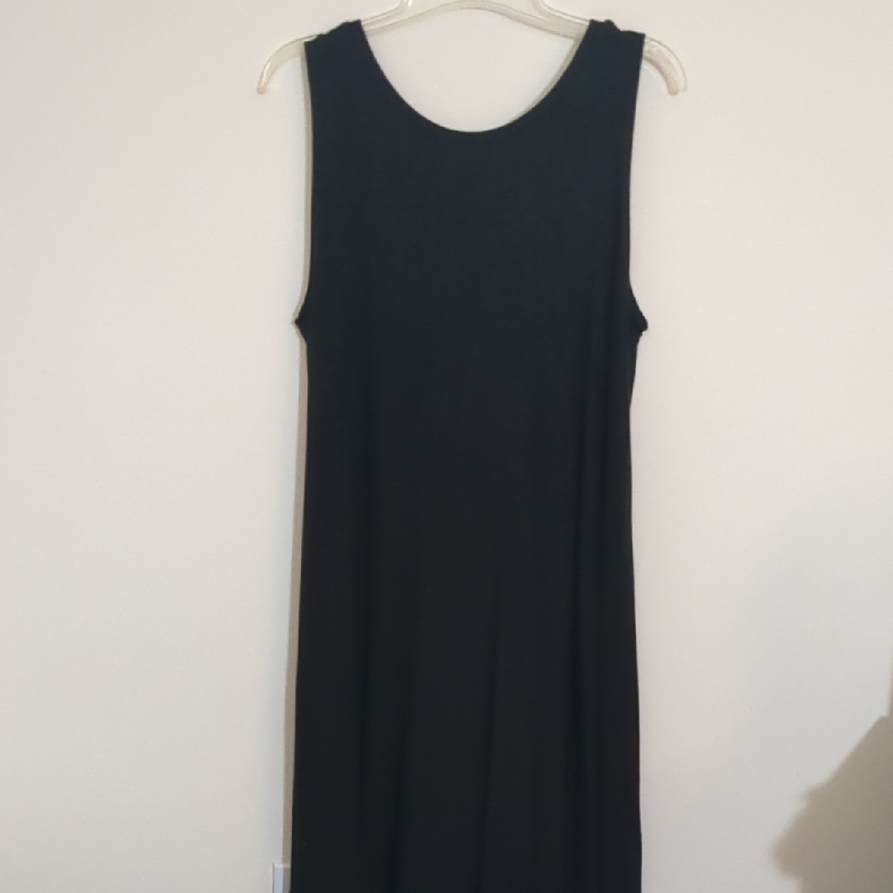 LOFT Black Sheath Midi Dress Sleeveless Scoop Neck Size M